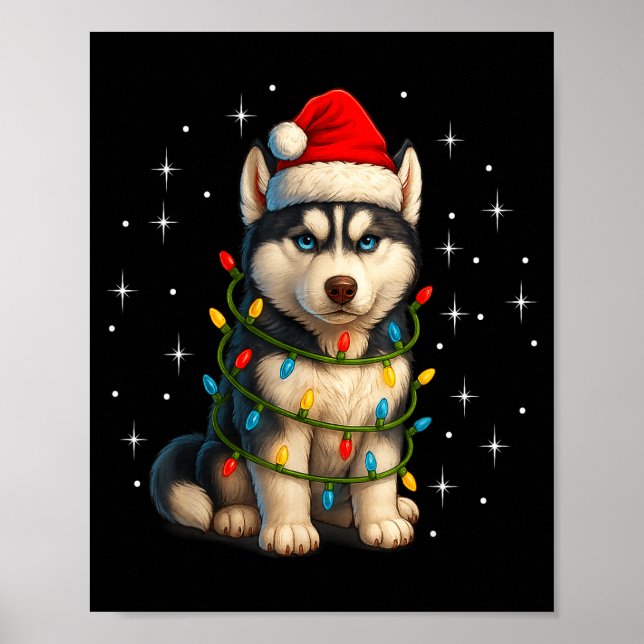 Funny Husky Dog Christmas Pj Pajama Men Women Pjs  Poster (Vorne)