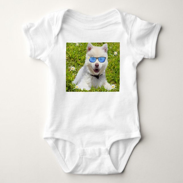 Funny Husky Puppy Baby Strampler (Vorderseite)
