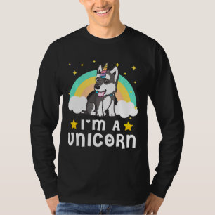 Funny I bin ein Einhorn Sibirischer Husky Hund T-Shirt