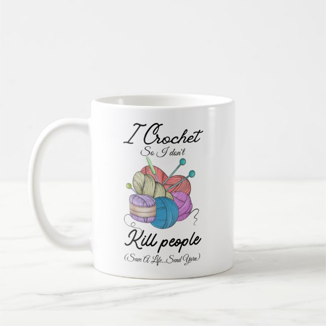 Funny I Crochet Save A Life Yarn Art Kaffeetasse (Links)