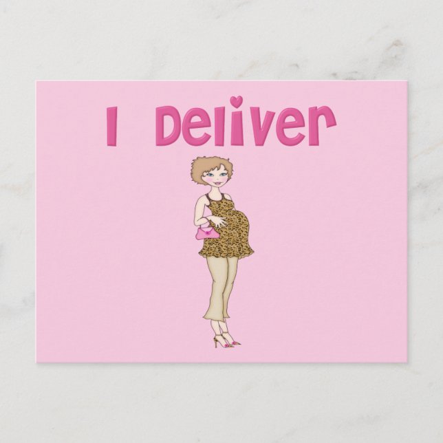 Funny I Delivery Pregnancy Ankündigungspostkarte (Vorderseite)