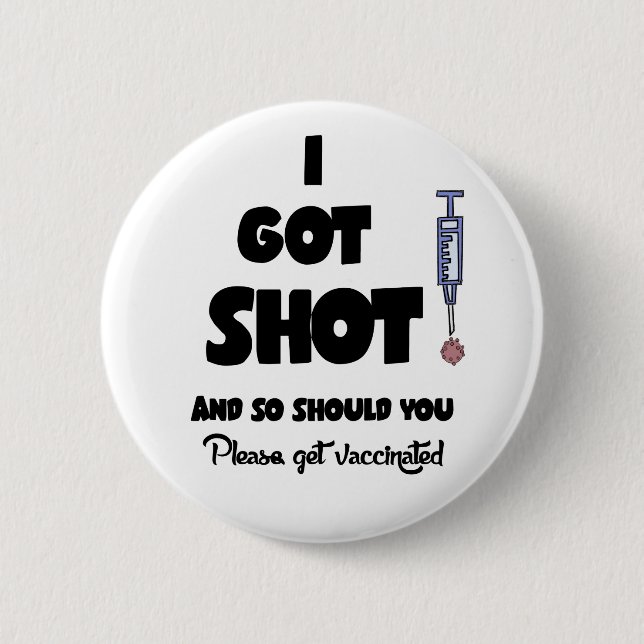 Funny I Got Shot Vaccination Covid19 Cartoon Button (Vorderseite)