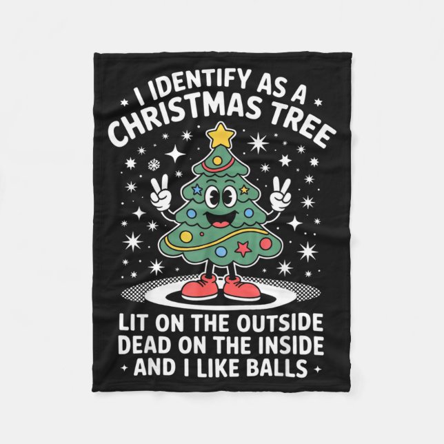 Funny I Identify As A Christmas Tree Lit On The Ou Fleecedecke (Vorderseite)