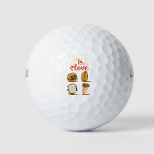 Funny I Liebe Burger HotDog Tacos Sandwich Golfball