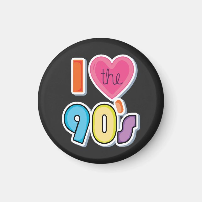 Funny I Liebe Die 90er, 1990er Theme Party Magnet (Vorne)
