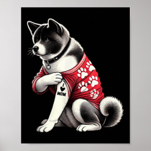 Funny I Liebe Mama Tattoo Akita Mama für Frauen Poster