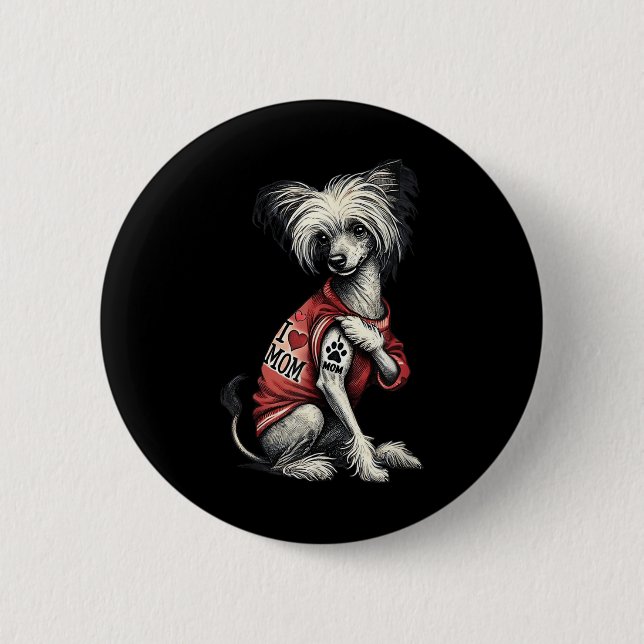 Funny I Liebe Mama Tattoo Chinesisch Creative Mama Button (Vorderseite)