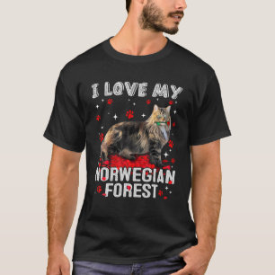 Funny I Liebe Mein norwegischer Wald Valentine Cat T-Shirt