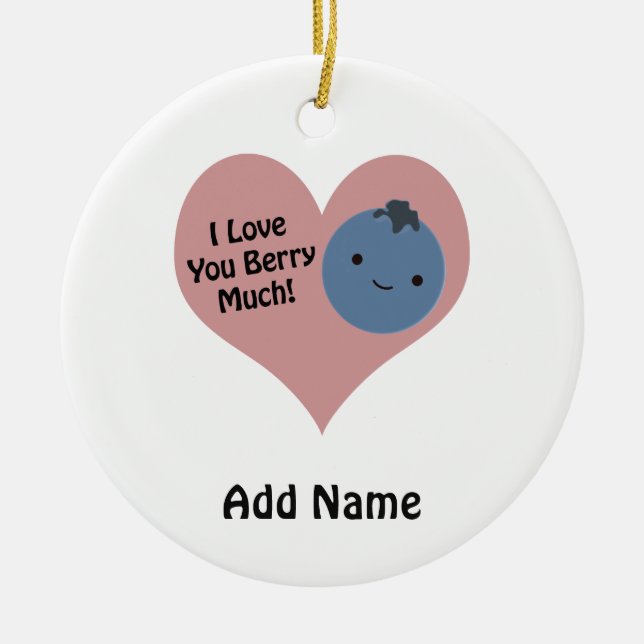 Funny I Liebe You Berry Much Niedlich Kawaii Blueb Keramikornament (Vorne)