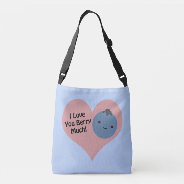 Funny I Liebe You Berry Much Niedlich Kawaii Blueb Tragetaschen Mit Langen Trägern (Rückseite)