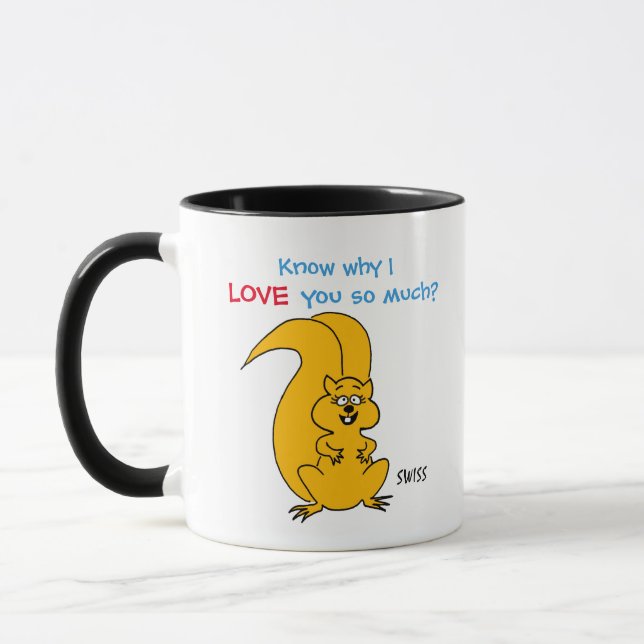 Funny I Liebe You Niedlich Cartoon Eichhörnchen Tasse (Links)
