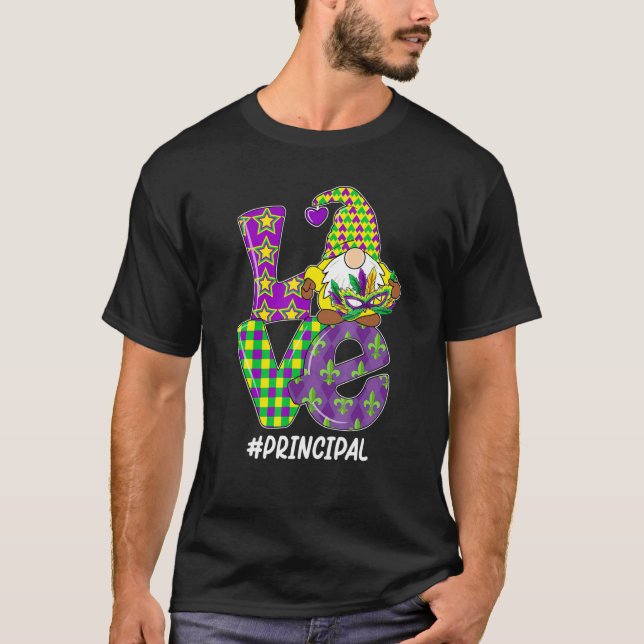 Funny I Love Mardi Gras Assistant Principal Gnome  T-Shirt (Vorderseite)