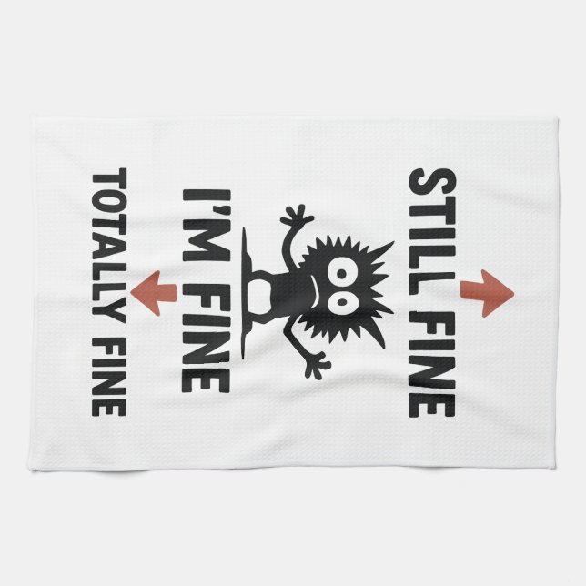 Funny "I m Fine" Arrows Cartoon T - Shirt Geschirrtuch (Horizontal)