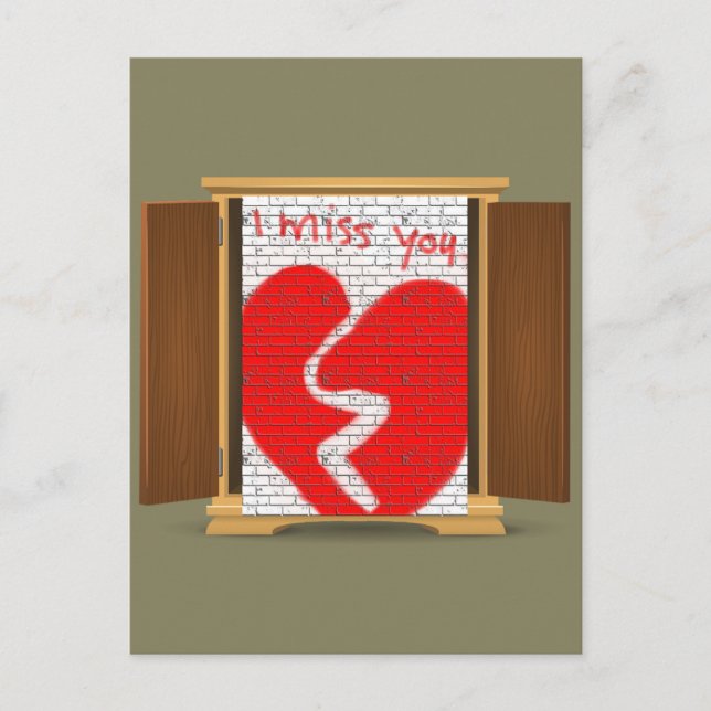 Funny I Miss You Graffiti kommt aus dem Schrank Postkarte (Vorderseite)