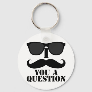 Funny I Moustache You A Question Black Sunglasses Schlüsselanhänger