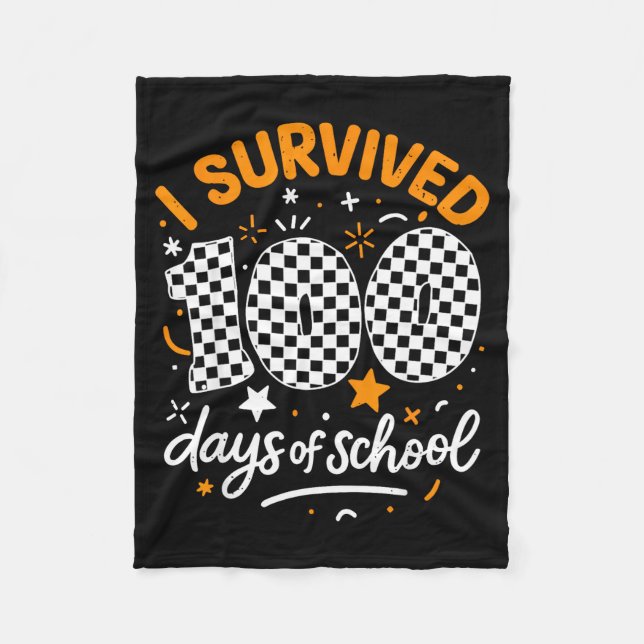 Funny I Survived 100 Days Of School Student Teache Fleecedecke (Vorderseite)