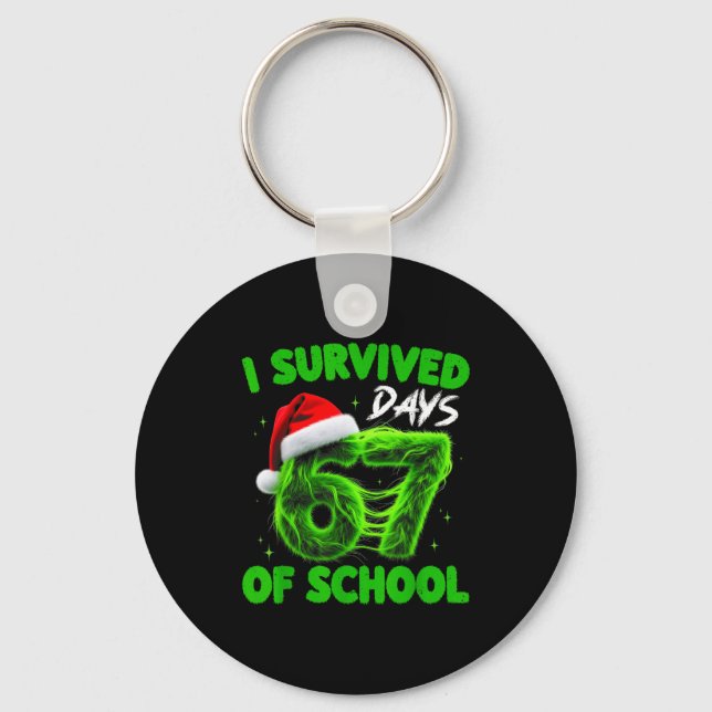 Funny I Survived 67 Days Of School Christmas Kids  Schlüsselanhänger (Vorderseite)