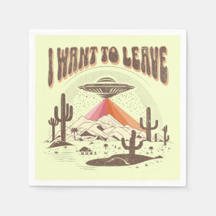 Funny "I woll to verlass" Raumschiff-Design Serviette