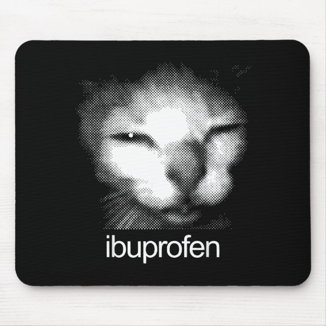 Funny Ibuprofen Cat Meme Retro Ugly Cat Face Mens  Mousepad (Vorne)