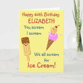 Funny Ice Cream Scream Spaß Niedlich Retro Geburts Karte
