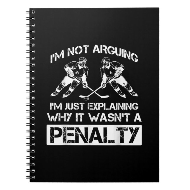 Funny Ice Hockey Player diskutiert Bully Penalty Notizblock (Vorderseite)
