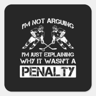 Funny Ice Hockey Player diskutiert Bully Penalty Quadratischer Aufkleber