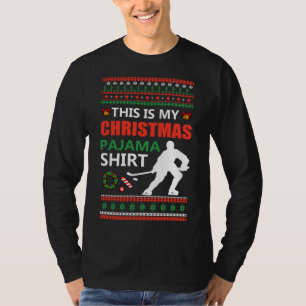 Funny Ice Hockey Weihnachtsfeier Pajama Ugly X Mas T-Shirt