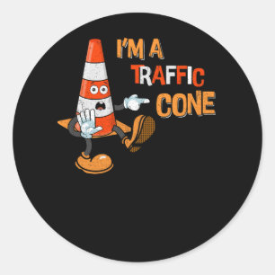 Funny ich bin ein Traffic Cone Lazy Halloween Kost Runder Aufkleber