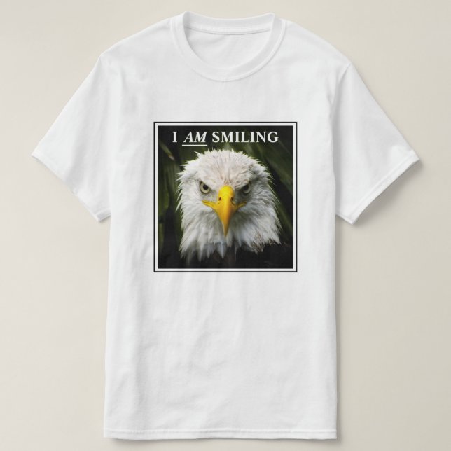 Funny ich lächle Grumpy Eagle Foto T-Shirt (Design vorne)