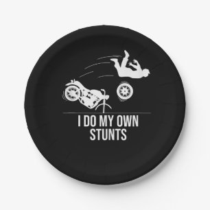 Funny ich tue meine eigenen Stunts Coole Motorrad  Pappteller