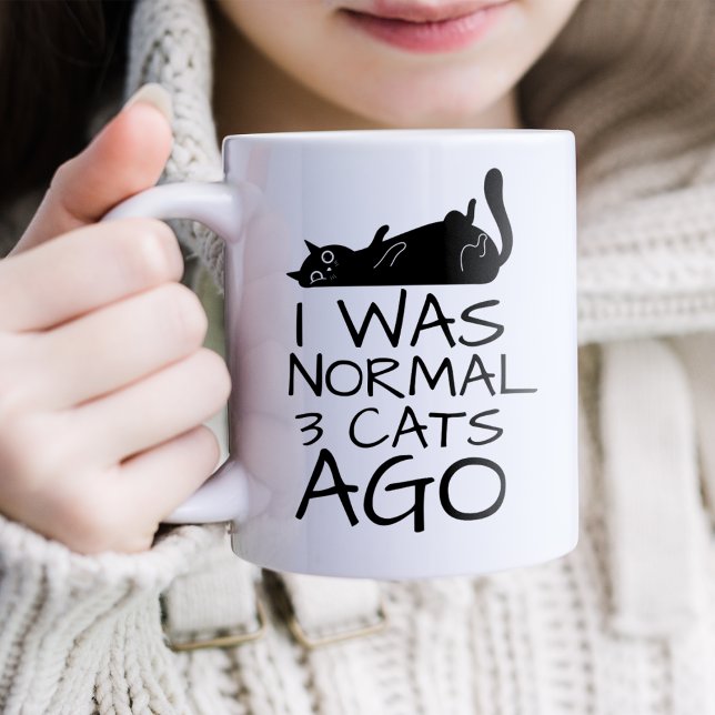 Funny, ich war normal vor 3 Katzen Kaffeetasse (Von Creator hochgeladen)