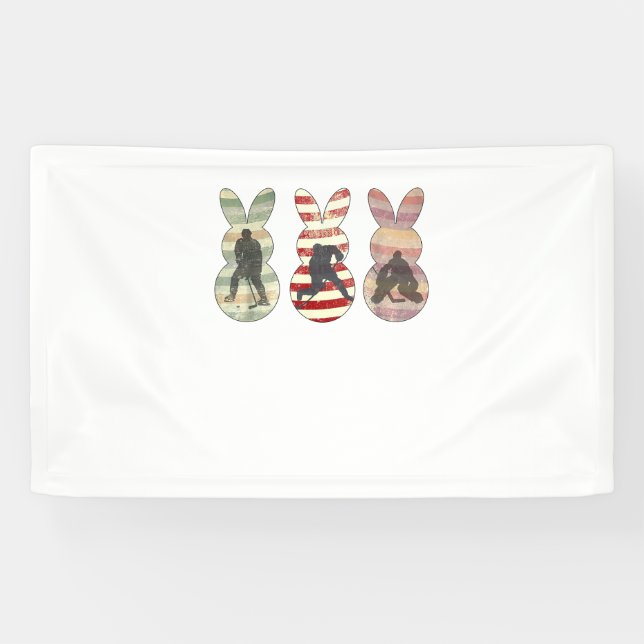 Funny Ickey Hockey Sport Oster Sonnige Kaninchen E Banner (Horizontal)