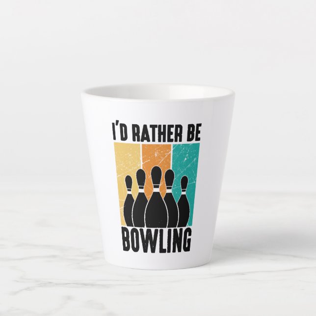 Funny "I'd Rather Be Bowling" Quote Milchtasse (Vorderseite)