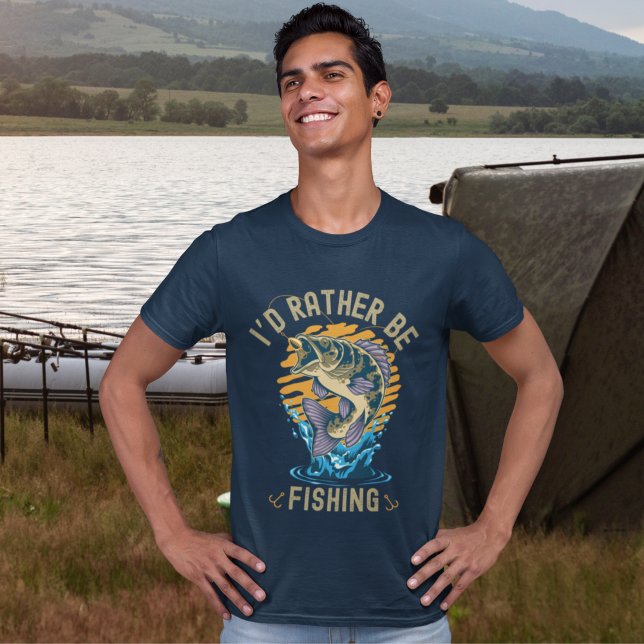 Funny I'd rather be fishing T-Shirt (Von Creator hochgeladen)