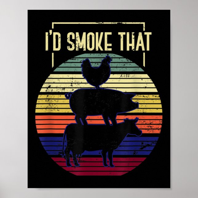 Funny Id rauchen, dass Grillen Koch Grillmaster Gi Poster (Vorne)