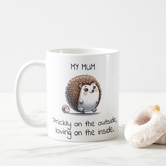 Funny Igel Pun Mother-Day-Geschenk Kaffeetasse (Mit Donut)