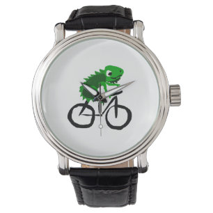Funny Iguana Reiten Fahrrad Armbanduhr
