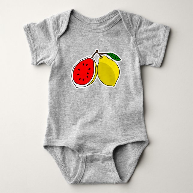 Funny Illustration von Lemon & Watermelon Hybrid Baby Strampler (Vorderseite)