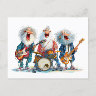 Funny Illustration von Senioren, die Rockmusik spi Feiertagspostkarte