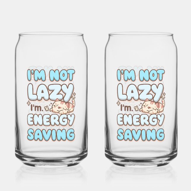 Funny "I'm Not Lazy" Blue Bubbly Font Dosenglas (Vorderseite)