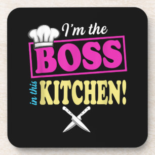 Funny im the Boss in dieser Küche T - Shirt Kochen Getränkeuntersetzer