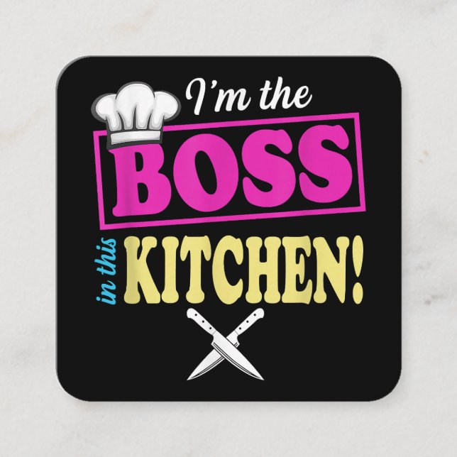 Funny im the Boss in dieser Küche T - Shirt Kochen Quadratische Visitenkarte (Vorderseite)