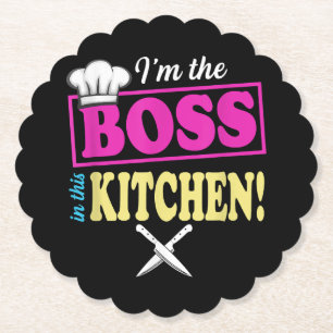 Funny im the Boss in dieser Küche T - Shirt Kochen Untersetzer
