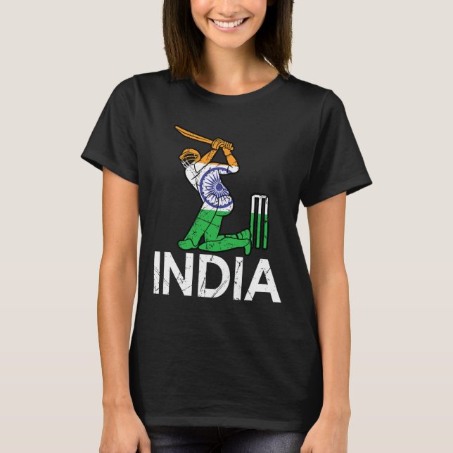 Funny India Flag Cricket Supporters Tee Indian Cri (Vorderseite)