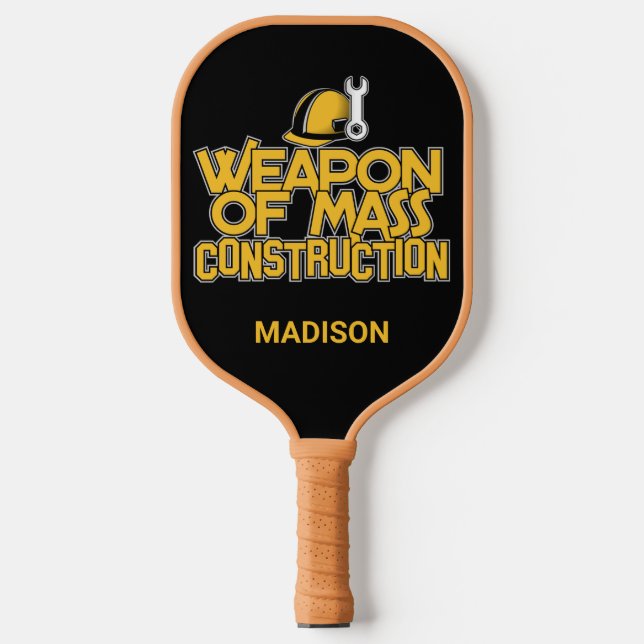 Funny individuelle Name Construction Worker Pickleball Schläger (Vorderseite)