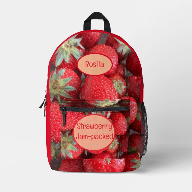 Funny Individuelle Name Strawberry Jam-Packed Foto Bedruckter Rucksack (Vorderseite)