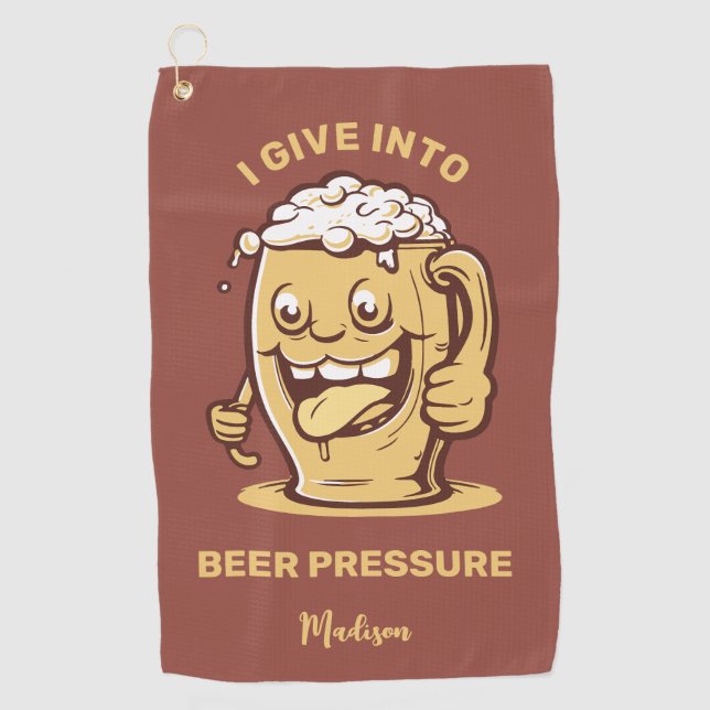 Funny Individuelle Name & Text Beer Golfhandtuch (Vorderseite)