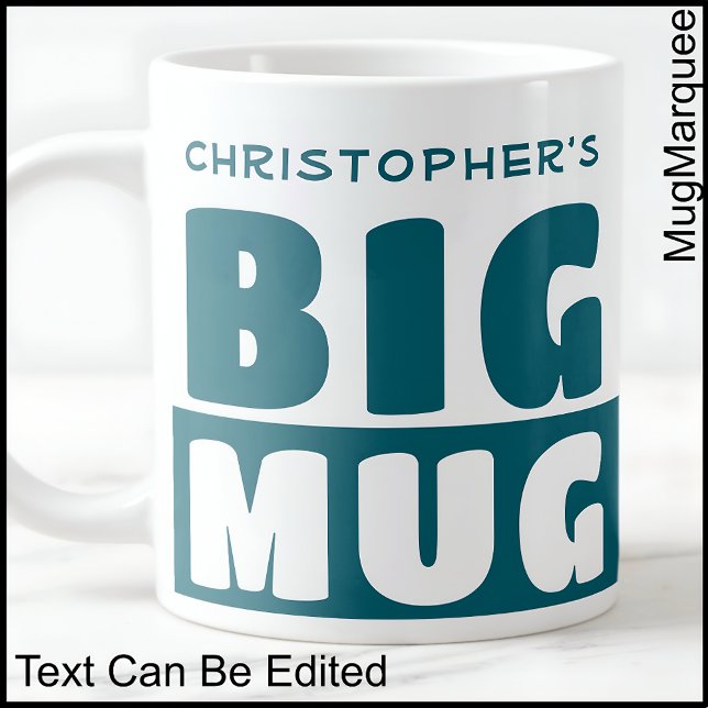 Funny Individuelle Name Text Two Tone Aquamarin Bi Jumbo-Tasse (Von Creator hochgeladen)