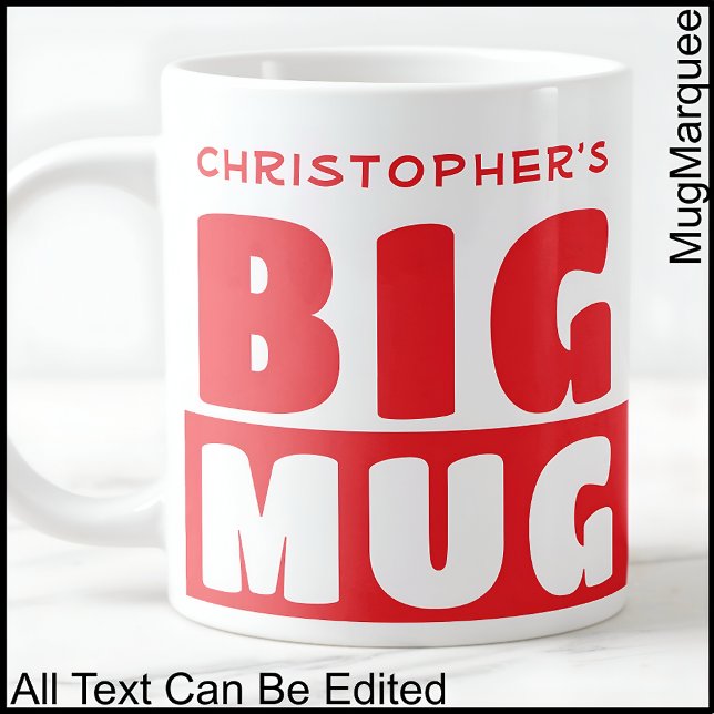 Funny Individuelle Name Text Two Tone Red Big Tass Jumbo-Tasse (Von Creator hochgeladen)