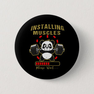 Funny installiert Muscle Panda Weight Lifting Barb Button